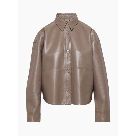 Aritzia Babaton Pelli Hip Shirt Jacket Constant Camel Vegan Leather Small - Picture 1 of 12